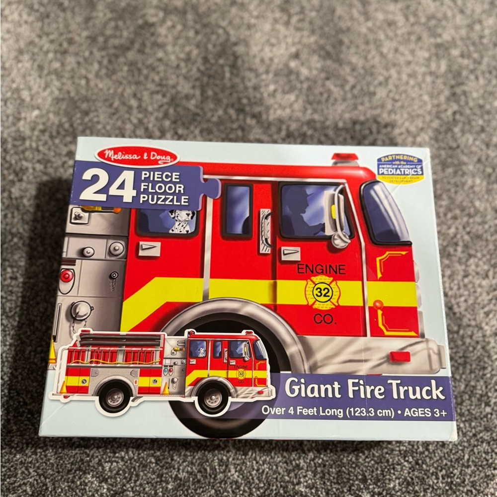 Melissa & Doug Fire Truck Floor Puzzle - Red and Yellow